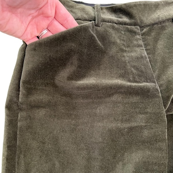 Charles Nolan Olive Green Velvet Pants Size 6 New York Designer Academia Soft - Picture 13 of 15